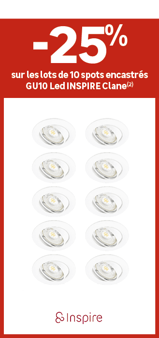 ﻿sur les lots de 10 spots encastr s GU10 Led INSPIRE Clane(2) ﻿, 25﻿﻿﻿%﻿ ﻿