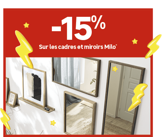  ﻿15﻿﻿%﻿ ﻿Sur les cadres et miroirs Milo*