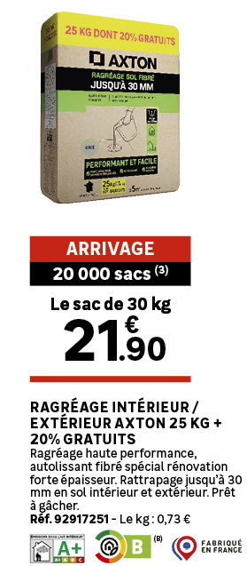 Ragr age int rieur / ext rieur AXTON 25 kg + 20% gratuits Ragr age haute performance, autolissant fibr sp cial r nov...