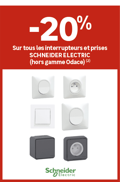  20% Sur tous les interrupteurs et prises SCHNEIDER ELECTRIC (hors gamme Odace) (2