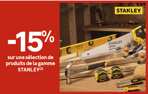  ﻿15﻿﻿%﻿ ﻿sur une s lection de produits de la gamme STANLEY(2)