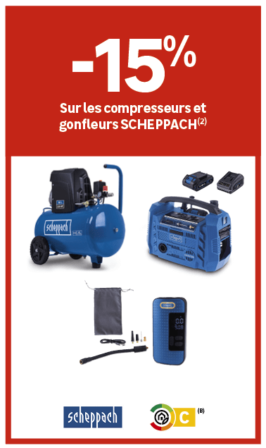 , ﻿15﻿﻿%﻿ ﻿Sur les compresseurs et gonfleurs SCHEPPACH(2)